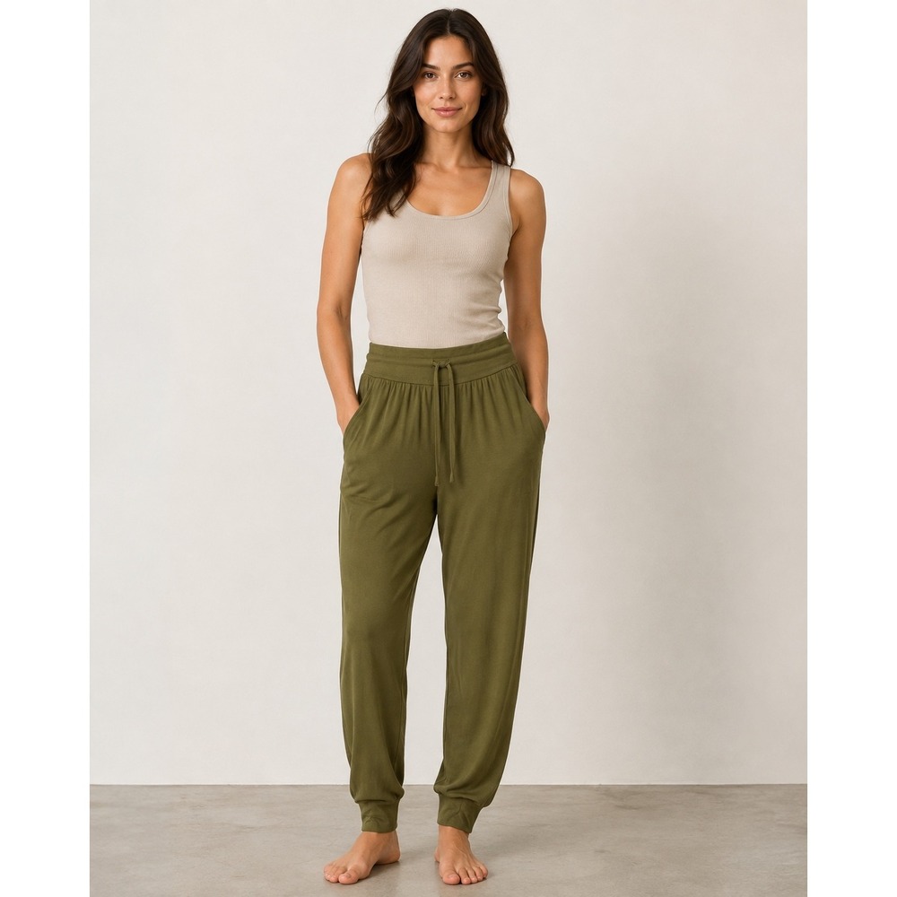 AnyBody XS Olive Green Soft Knit Jogger Pants Granola Athleisure Lounge soft
